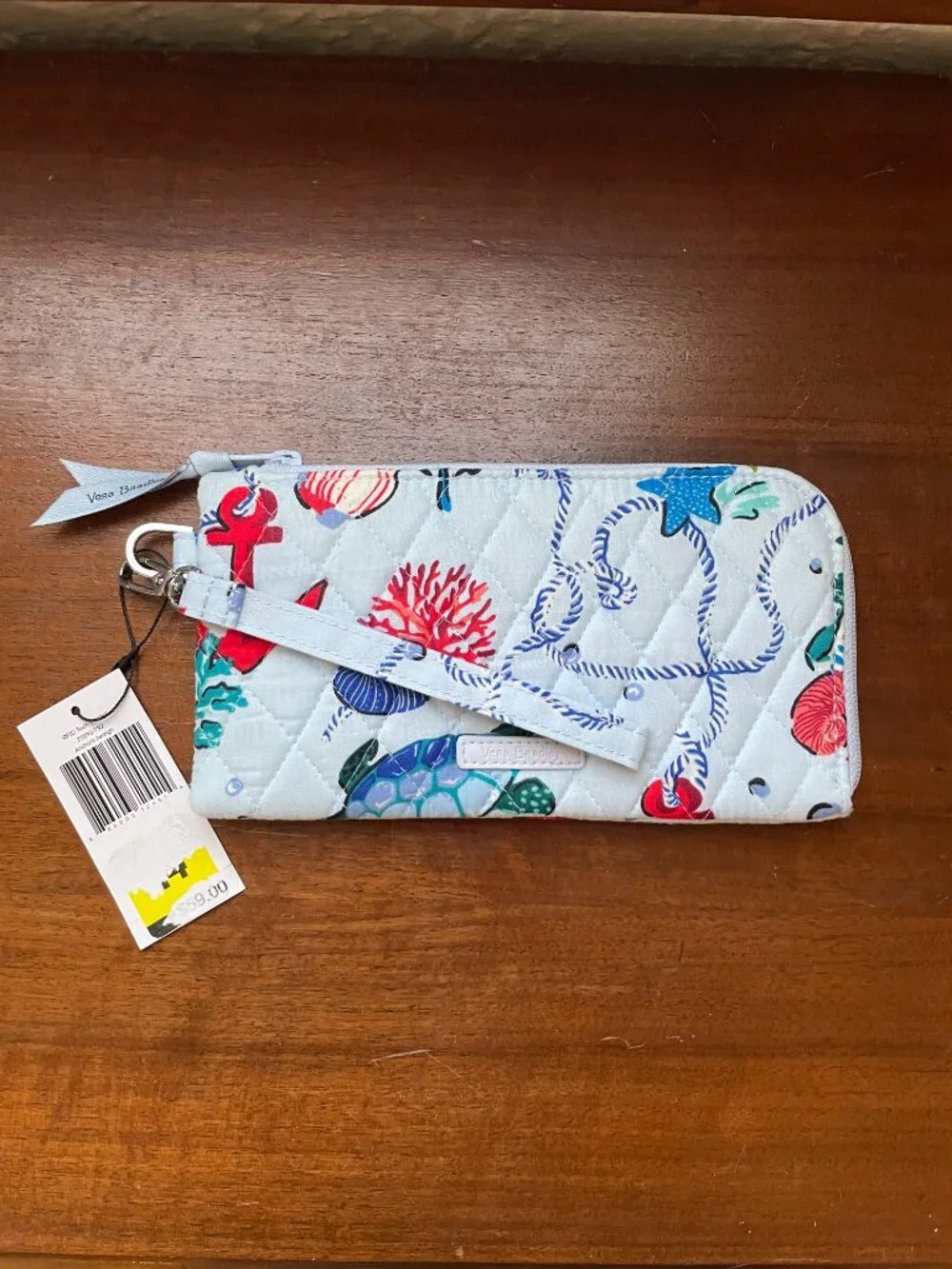 Vera Bradley NWT RFID Smartphone Wristlet Wallet Nautical Print